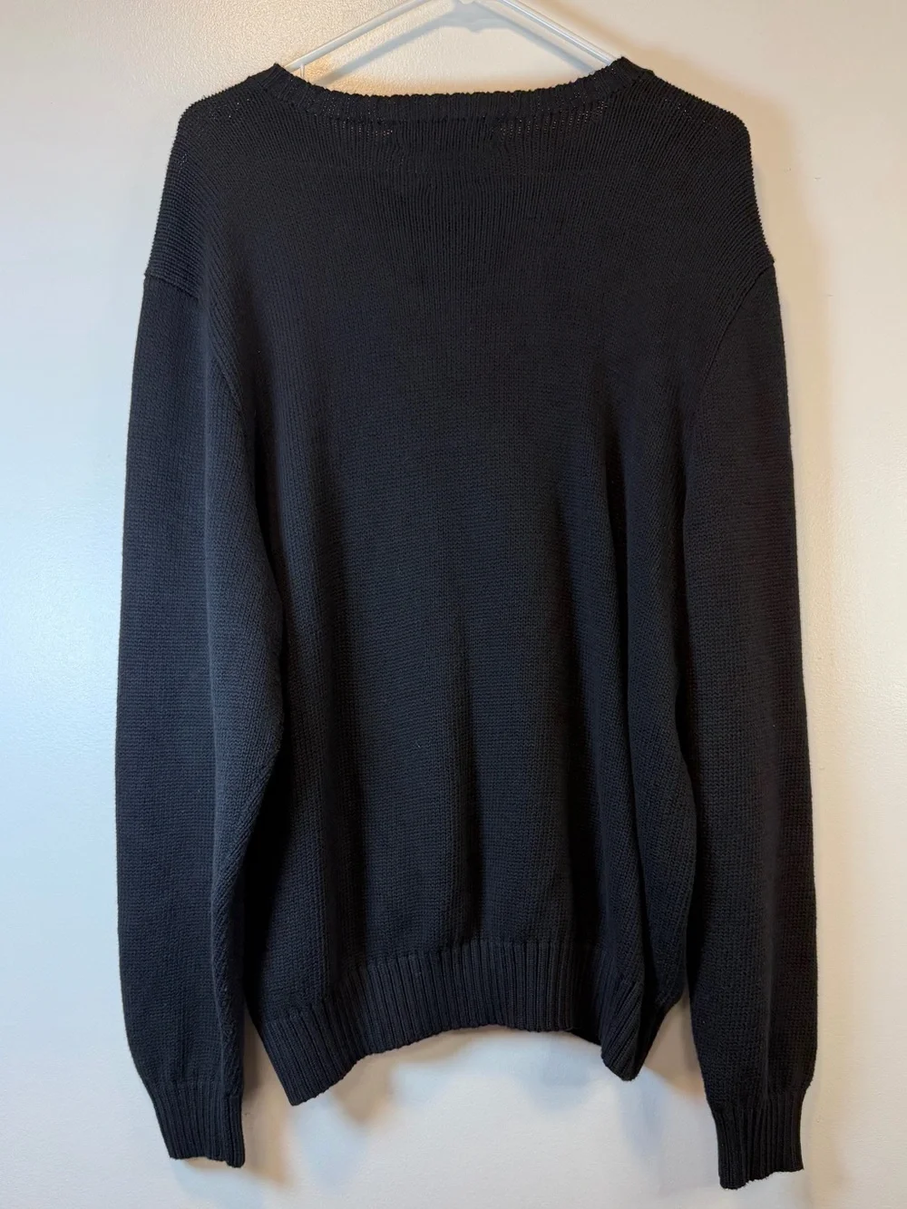 Polo by Ralph Lauren Black V-Neck Sweater with Red Pony chest logo Men’s XL